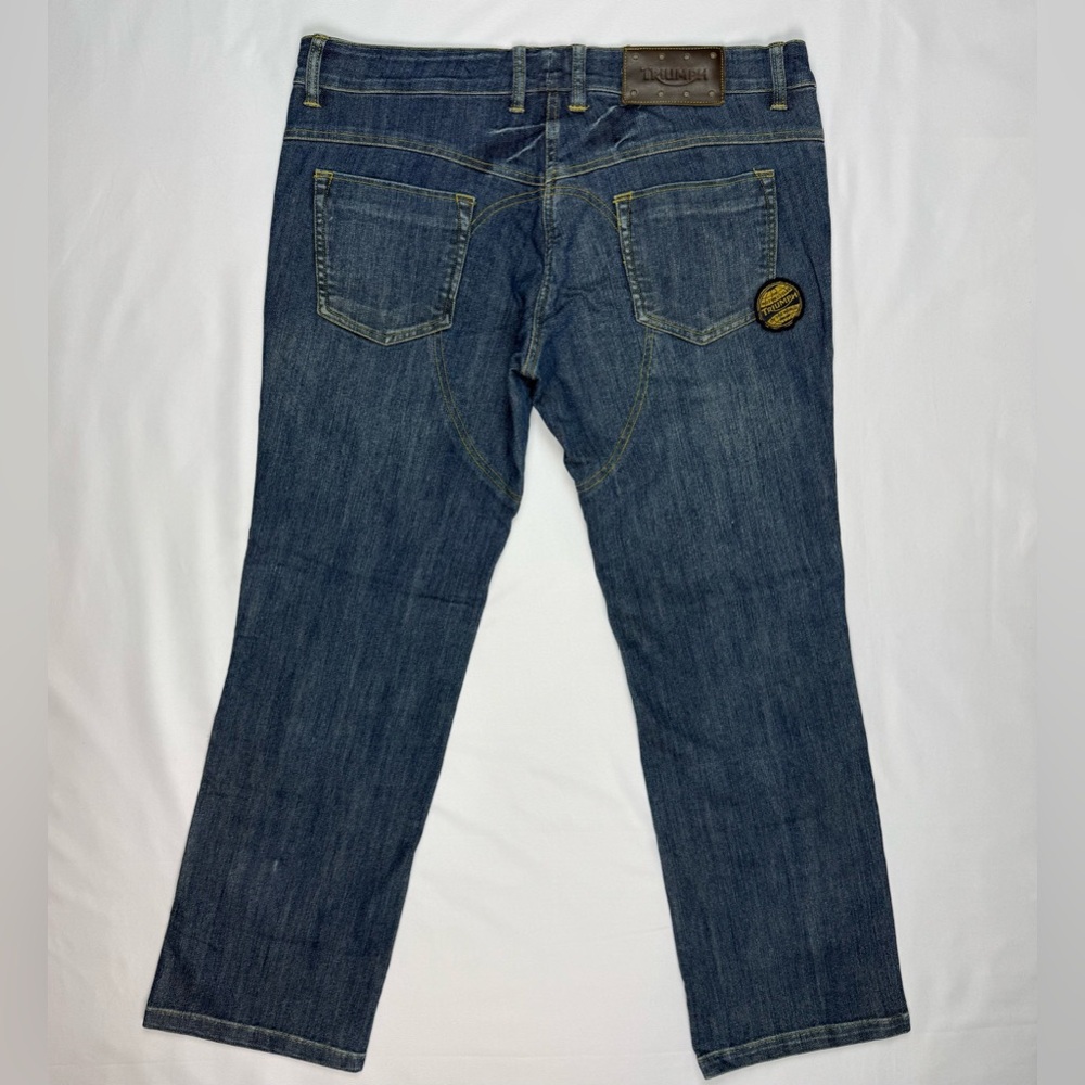 Triumph Motorcycles Women’s Jeans Sz Large x 30 Biker Blue Denim C5